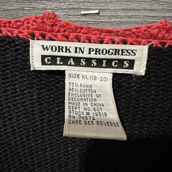 Work in Progress XL Black Christmas Sweater Ugly Large Sequins Santa - Picture 4 of 7